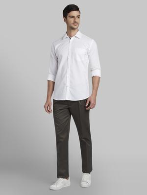 green solid pleated casual trouser - 17669975 - Standard Image - 4