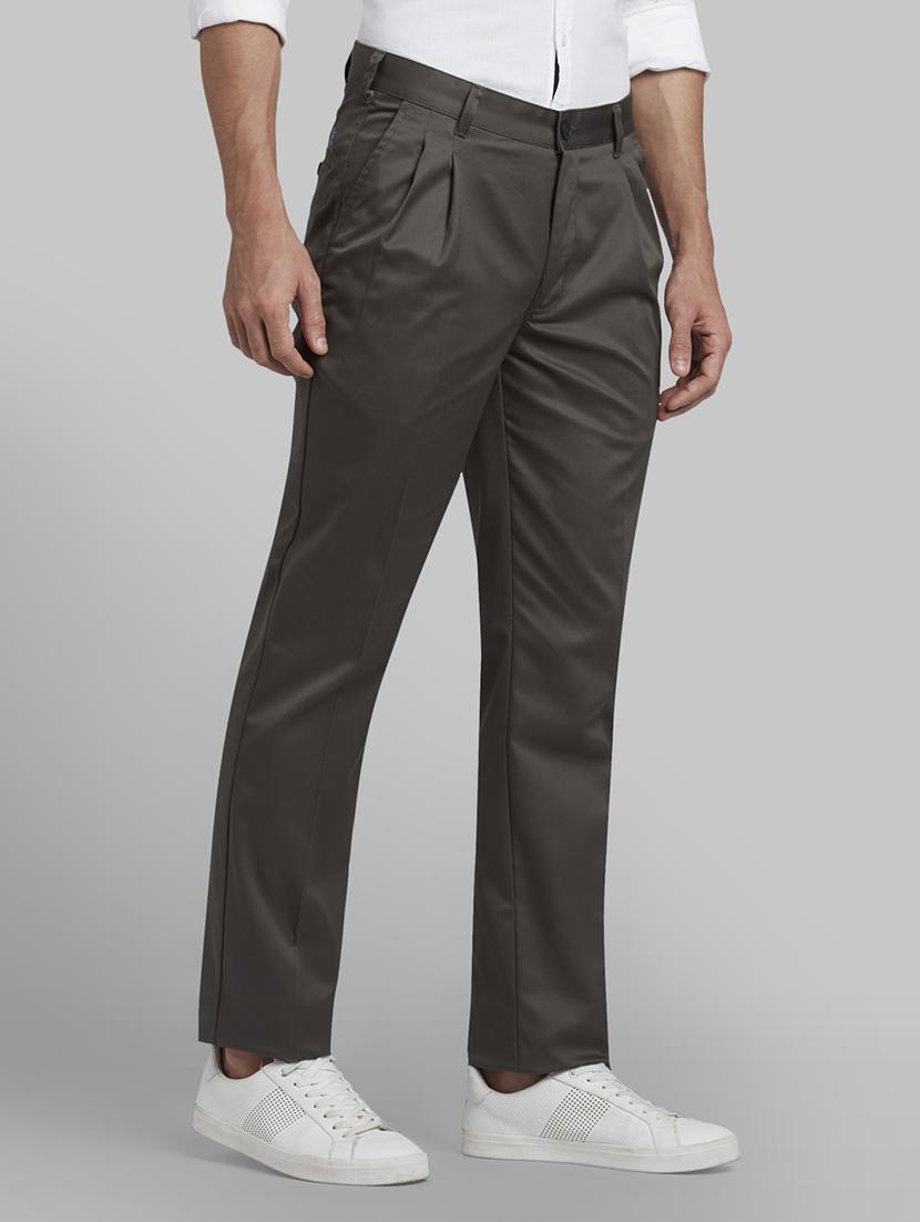 green solid pleated casual trouser - 17669975 - Zoom Image - 2