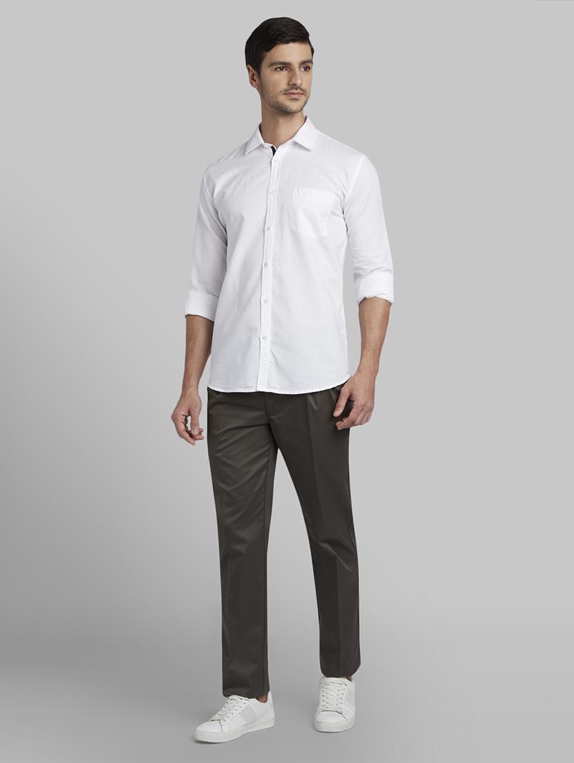 green solid pleated casual trouser - 17669975 - Zoom Image - 4