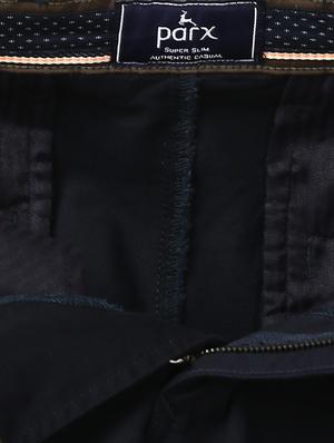 navy blue solid flat front casual trouser - 17669977 - Standard Image - 4