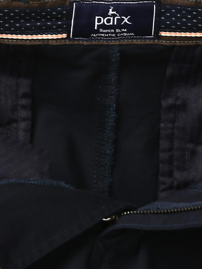 navy blue solid flat front casual trouser - 17669977 - Zoom Image - 4
