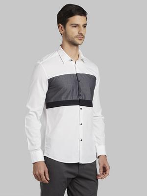 white color block casual shirt - 17669983 - Standard Image - 2