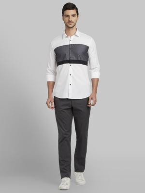 white color block casual shirt - 17669983 - Standard Image - 4