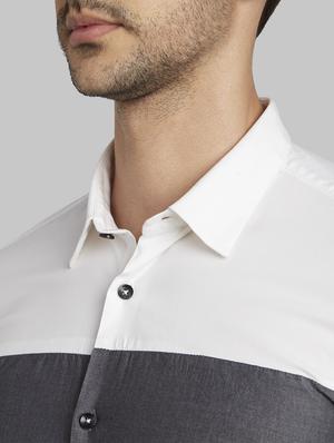 white color block casual shirt - 17669983 - Standard Image - 5