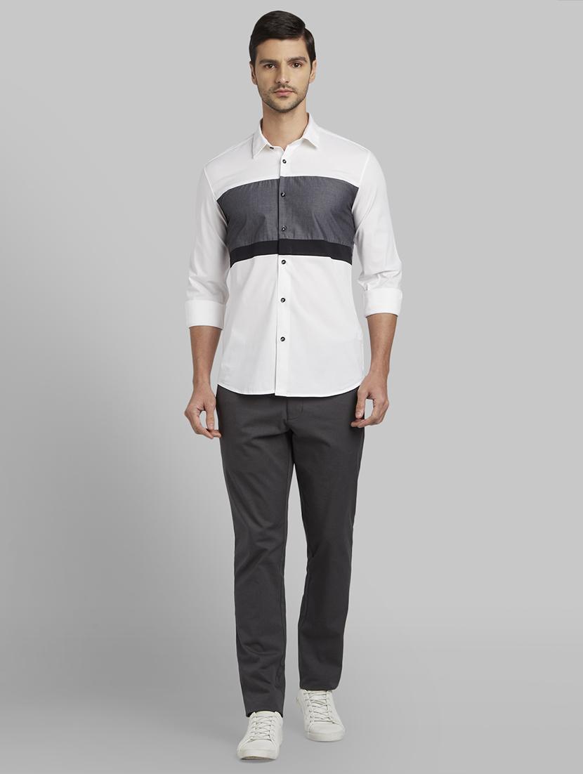 white color block casual shirt - 17669983 - Zoom Image - 4