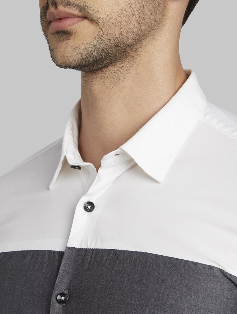 white color block casual shirt - 17669983 - Zoom Image - 5