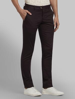 brown solid flat front casual trouser - 17669984 - Standard Image - 2