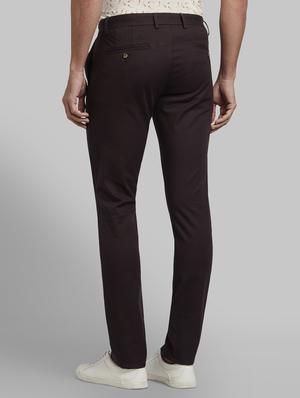 brown solid flat front casual trouser - 17669984 - Standard Image - 3