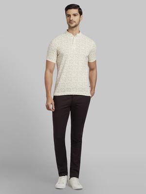 brown solid flat front casual trouser - 17669984 - Standard Image - 4