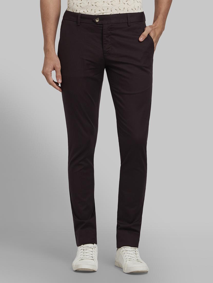 brown solid flat front casual trouser - 17669984 - Zoom Image - 1