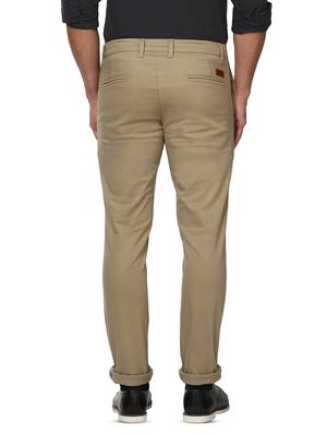 beige solid flat front casual trouser - 17669988 - Standard Image - 3