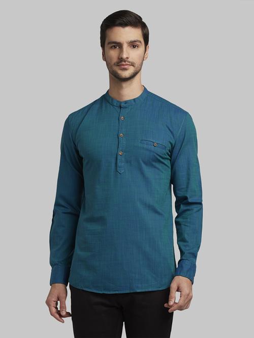 green solid casual shirt - 17669993 - Standard Image - 1