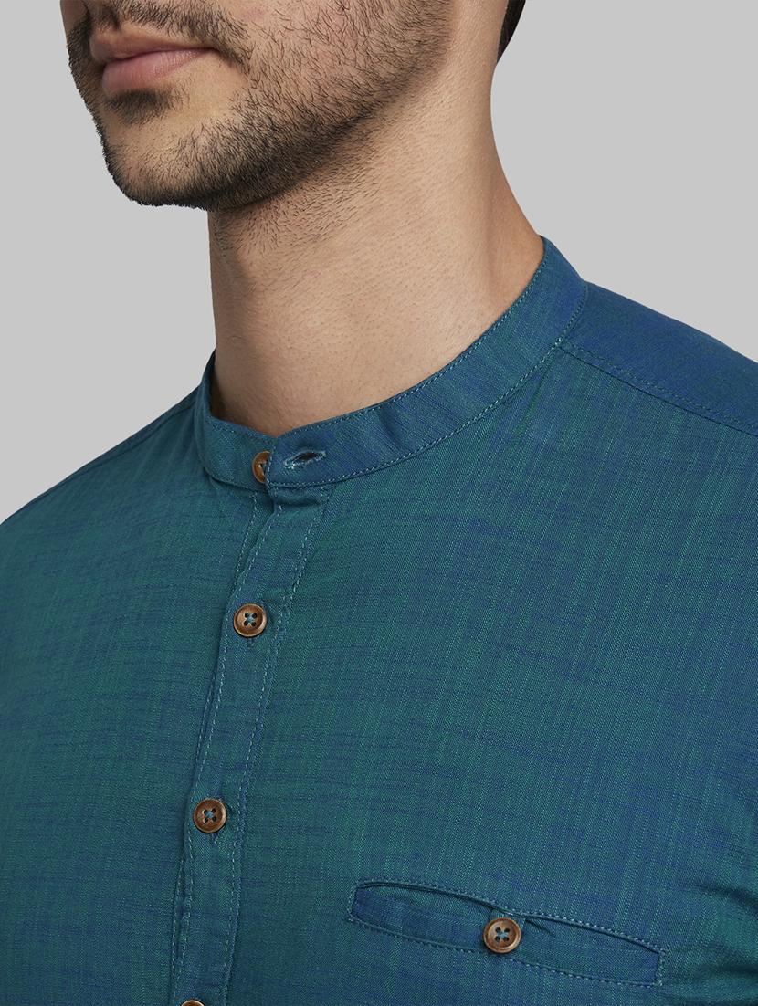 green solid casual shirt - 17669993 - Zoom Image - 5