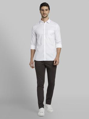 brown textured flat front casual trouser - 17669994 - Standard Image - 4