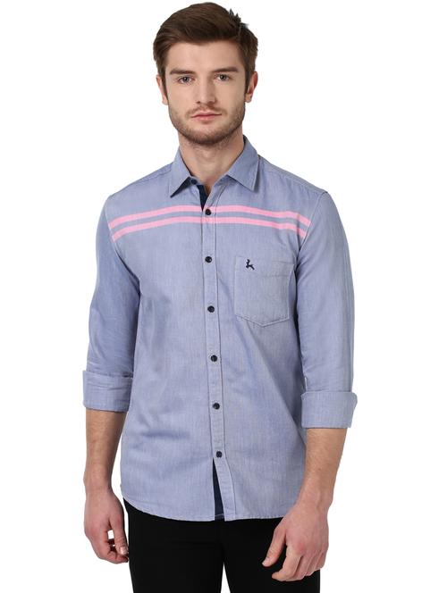 blue striped casual shirt - 17670000 - Standard Image - 1