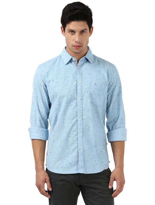 blue self design casual shirt - 17670002 - Standard Image - 1