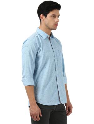 blue self design casual shirt - 17670002 - Standard Image - 2