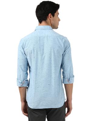 blue self design casual shirt - 17670002 - Standard Image - 3