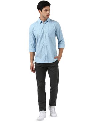 blue self design casual shirt - 17670002 - Standard Image - 4