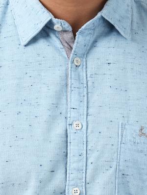 blue self design casual shirt - 17670002 - Standard Image - 5