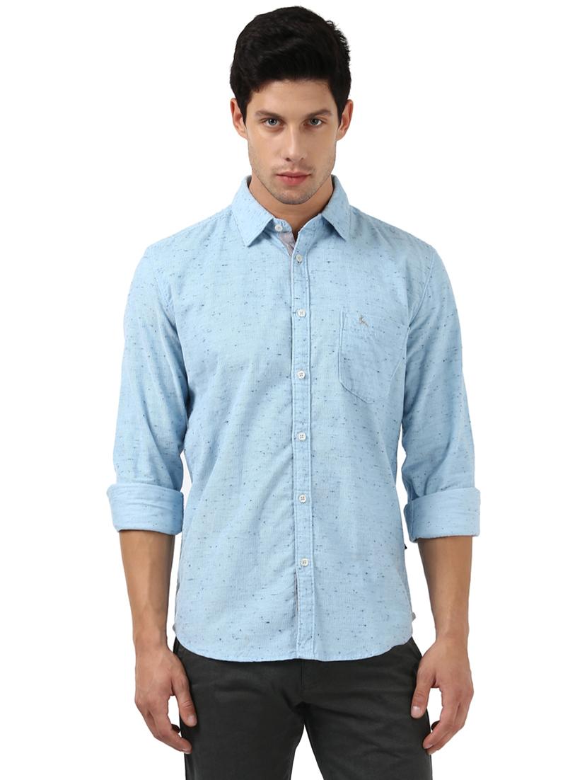 blue self design casual shirt - 17670002 - Zoom Image - 1