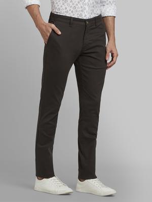 green solid flat front casual trouser - 17670003 - Standard Image - 2