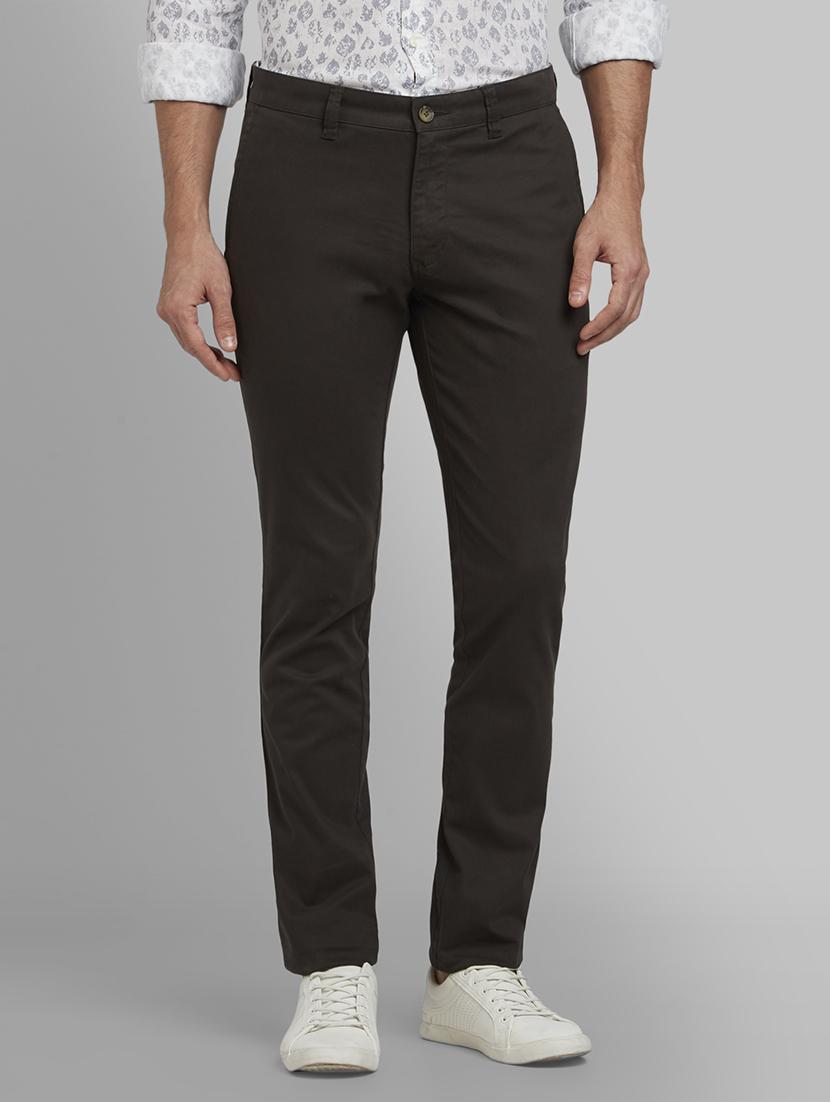 green solid flat front casual trouser - 17670003 - Zoom Image - 1