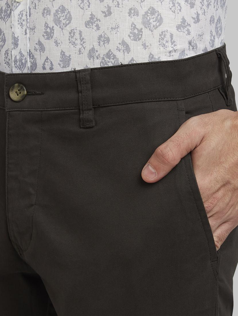 green solid flat front casual trouser - 17670003 - Zoom Image - 5