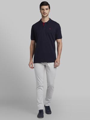 grey solid flat front casual trouser - 17670005 - Standard Image - 4
