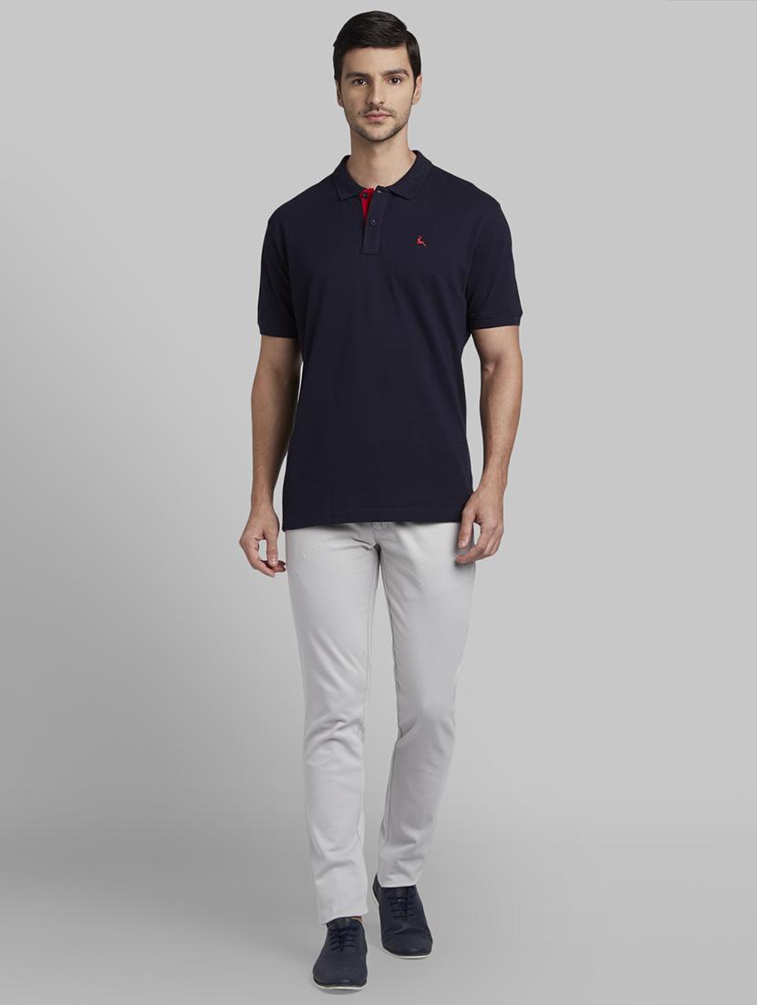 grey solid flat front casual trouser - 17670005 - Zoom Image - 4
