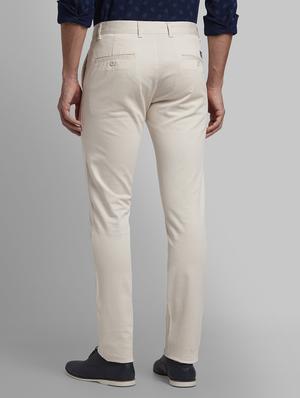 cream solid flat front casual trouser - 17670012 - Standard Image - 3