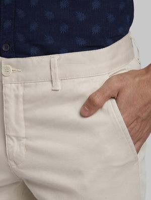 cream solid flat front casual trouser - 17670012 - Standard Image - 5