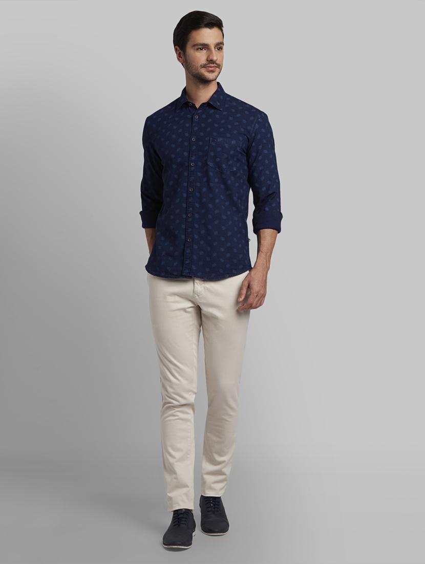 cream solid flat front casual trouser - 17670012 - Zoom Image - 4
