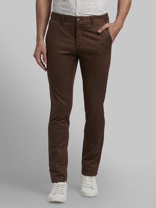 brown textured flat front casual trouser - 17670015 - Standard Image - 1