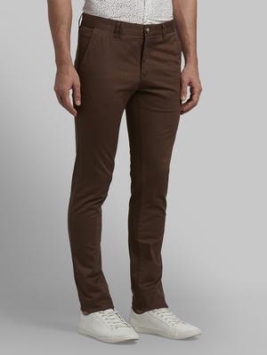 brown textured flat front casual trouser - 17670015 - Standard Image - 2