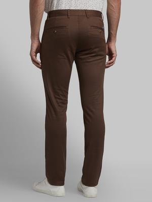 brown textured flat front casual trouser - 17670015 - Standard Image - 3