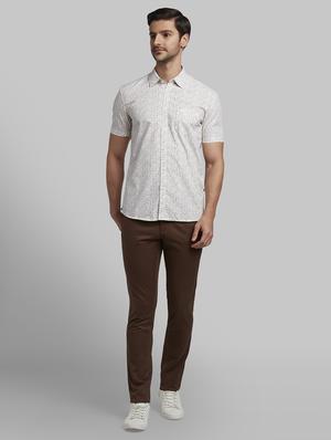 brown textured flat front casual trouser - 17670015 - Standard Image - 4