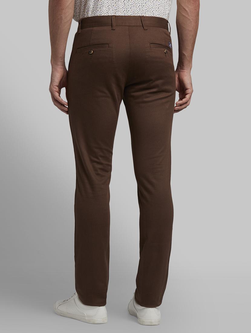 brown textured flat front casual trouser - 17670015 - Zoom Image - 3