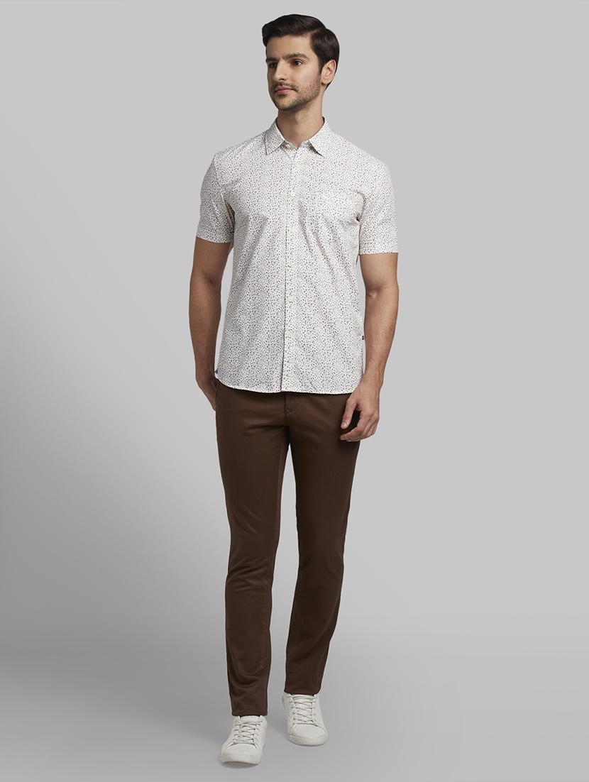 brown textured flat front casual trouser - 17670015 - Zoom Image - 4