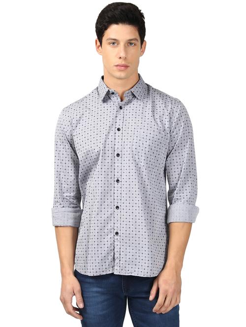 grey printed casual shirt - 17670017 - Standard Image - 1