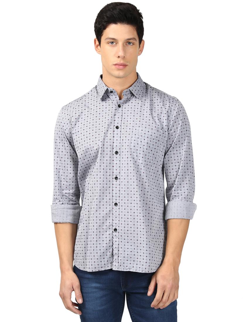 grey printed casual shirt - 17670017 - Zoom Image - 1