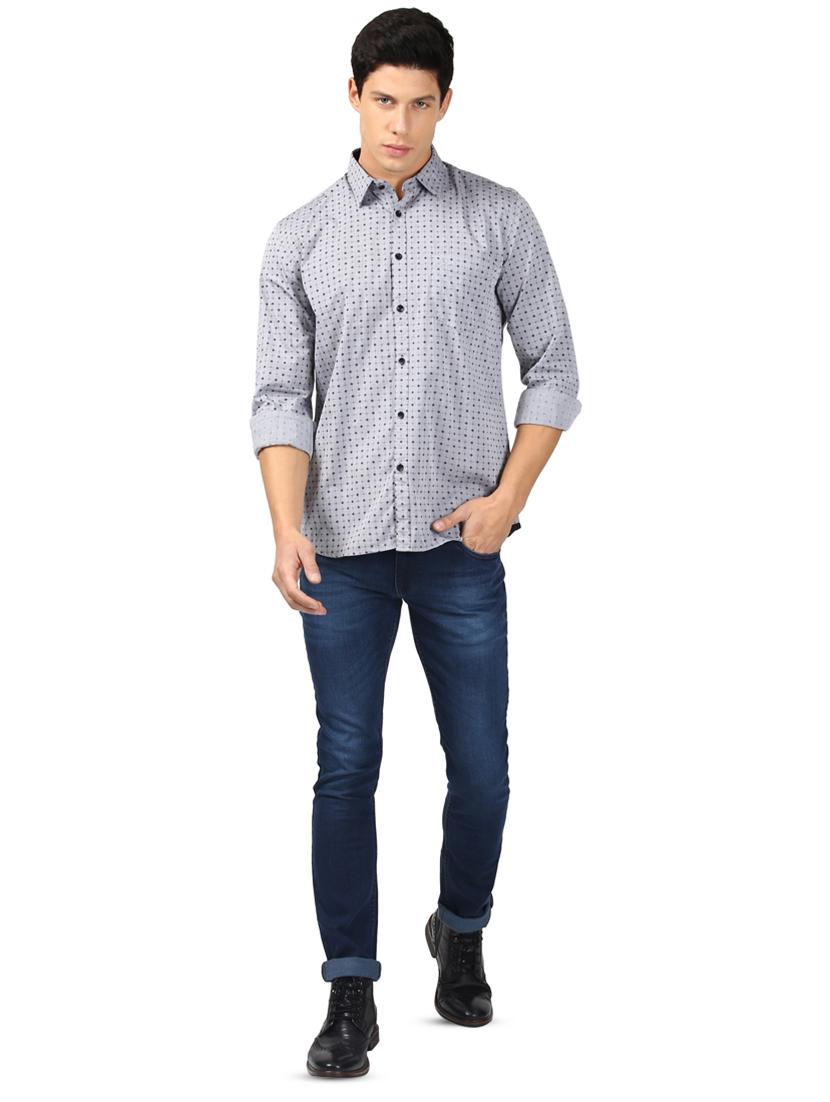 grey printed casual shirt - 17670017 - Zoom Image - 4