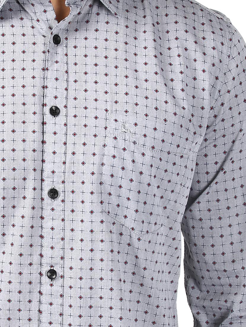 grey printed casual shirt - 17670017 - Zoom Image - 5