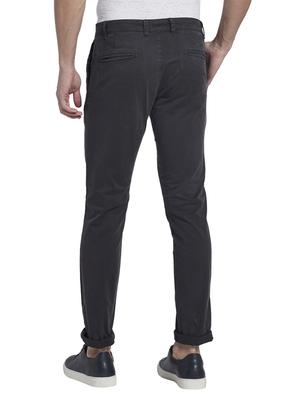 grey solid flat front casual trouser - 17670018 - Standard Image - 3