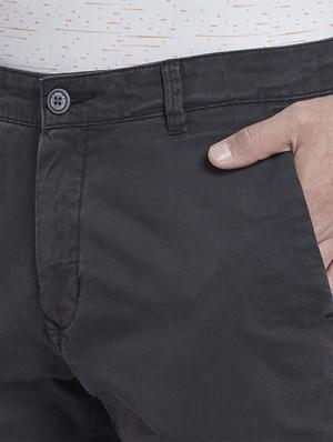 grey solid flat front casual trouser - 17670018 - Standard Image - 5