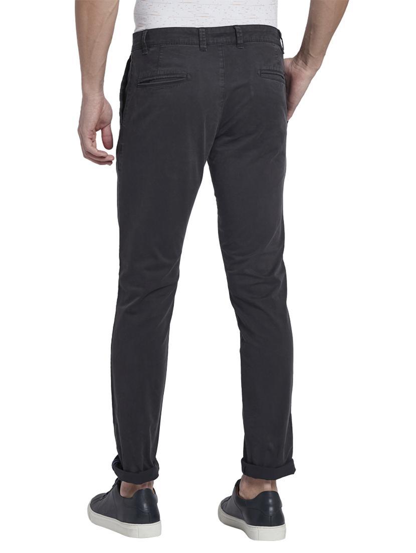 grey solid flat front casual trouser - 17670018 - Zoom Image - 3