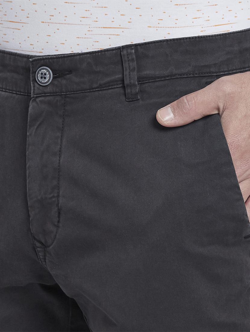 grey solid flat front casual trouser - 17670018 - Zoom Image - 5