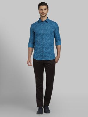 brown solid flat front casual trouser - 17670019 - Standard Image - 4