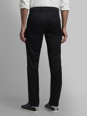black solid flat front casual trouser - 17670022 - Standard Image - 3
