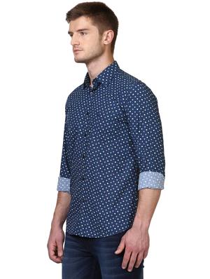 navy blue printed casual shirt - 17670030 - Standard Image - 2